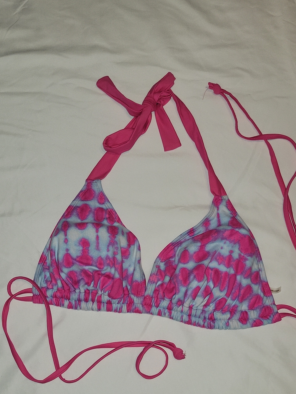 Womans Pink Blue Tie-Dye Triangle Swim Top. Soft Material